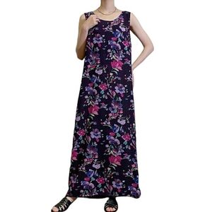Diane von Furstenberg Vintage Reversible 2 in 1 Floral Sleeveless Maxi Dress XL